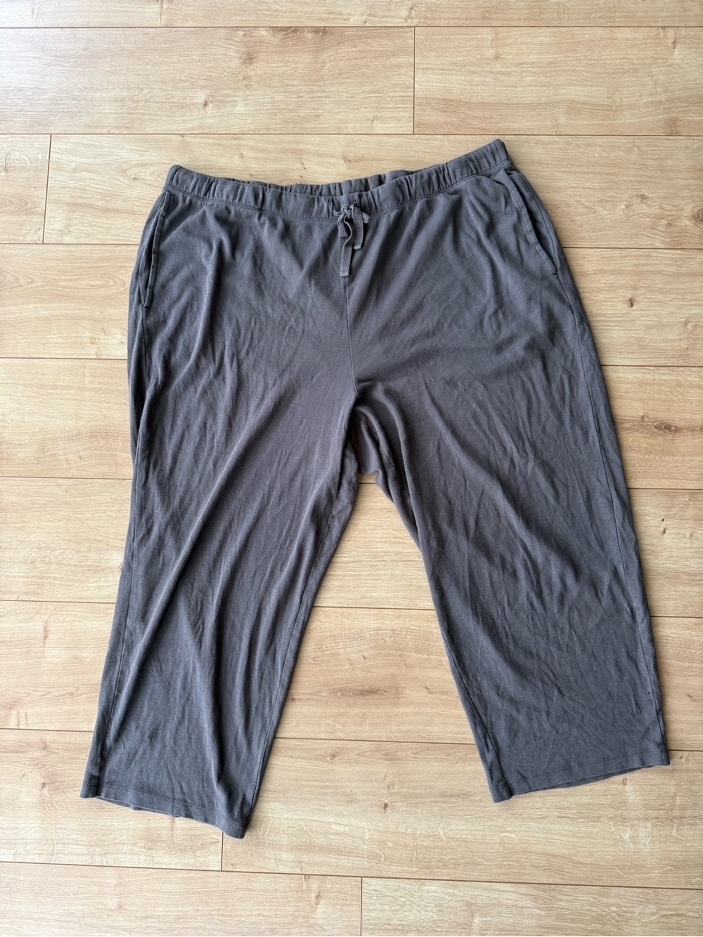 Eileen Fisher Organic Cotton Lounge Pants XL Charcoal Drawstring Wide Leg